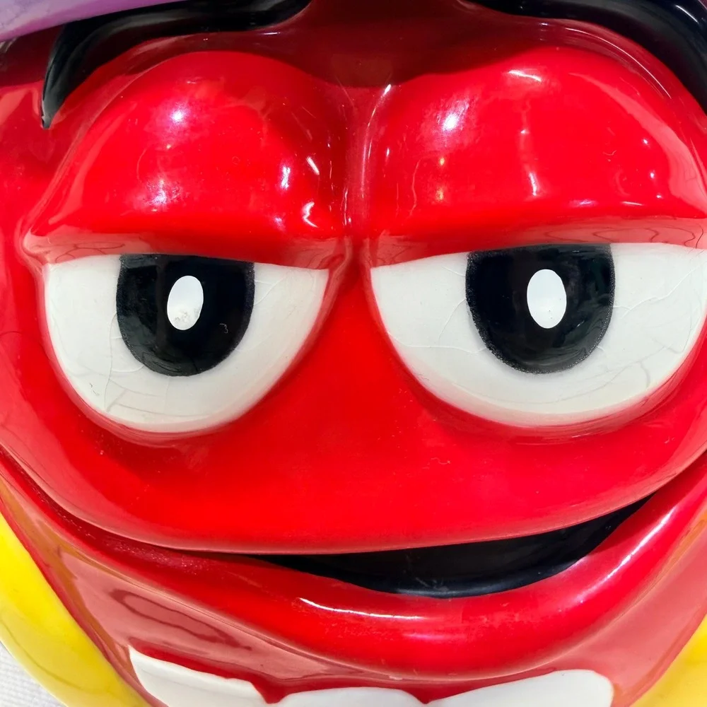 M&M Red Character Ceramic Candy Jar Galerie Arabian Night Turban Purple Red READ